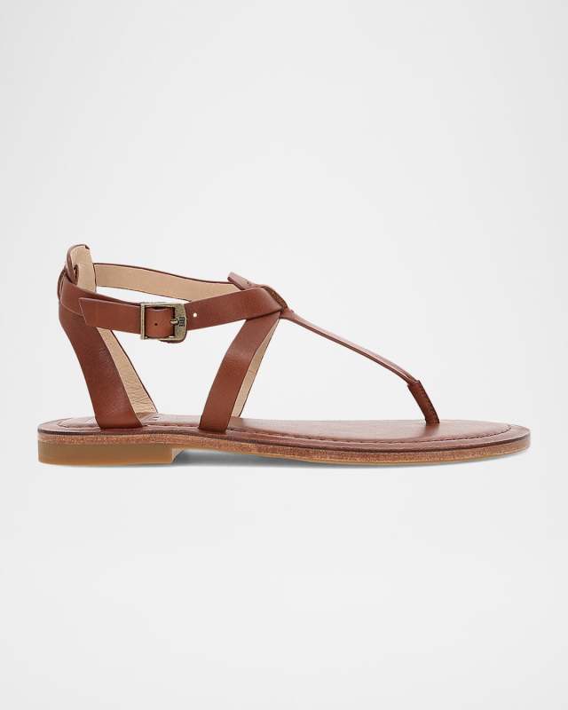 Taylor Calfskin Ankle-Strap Thong Sandals